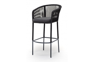 MR1002200 стул барный из роупа, каркас из стали темно-серый, роуп темно-серый, ткань темно-серая 027